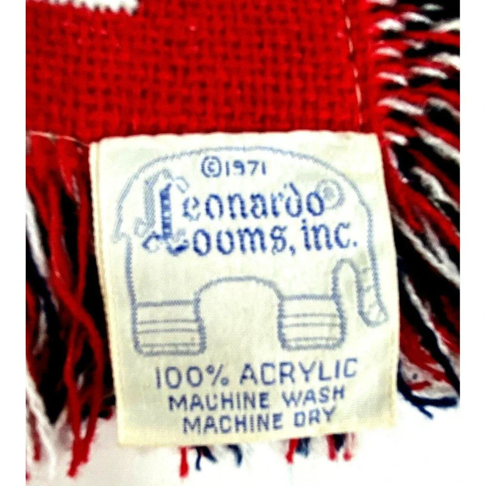 Elephant Throw Reversable Vintage 1971 Leonardo Looms Red & Blue
